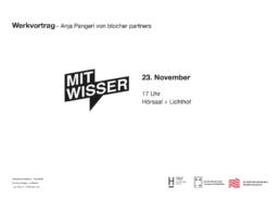 Mitwisser - Werksvortrag Anja Pangerl von blocher partners