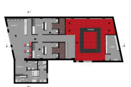 Entwurf von Pia Humme - The Cage – Umnutzung einer Lagerhalle in ein Kampfsportstudio - Grundriss